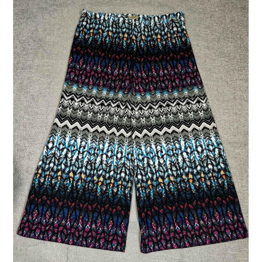 One World Pants Womens XL Multicolor Wide Leg Palazzo‎ Boho Hippie Stretch